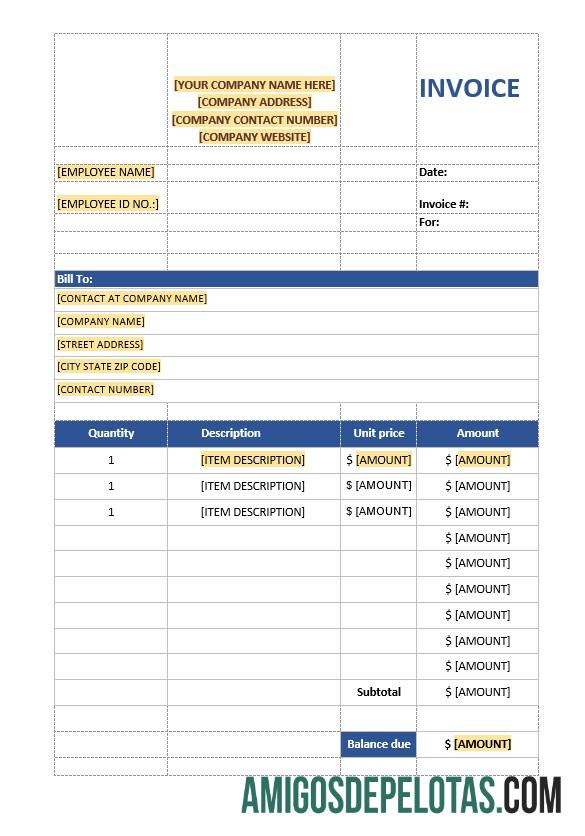 realista Modelo de fatura de vendas